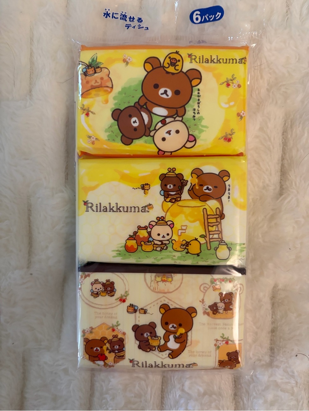 Sanrio Rilakkuma Yellow Honey Bear Tissue 6 Pack